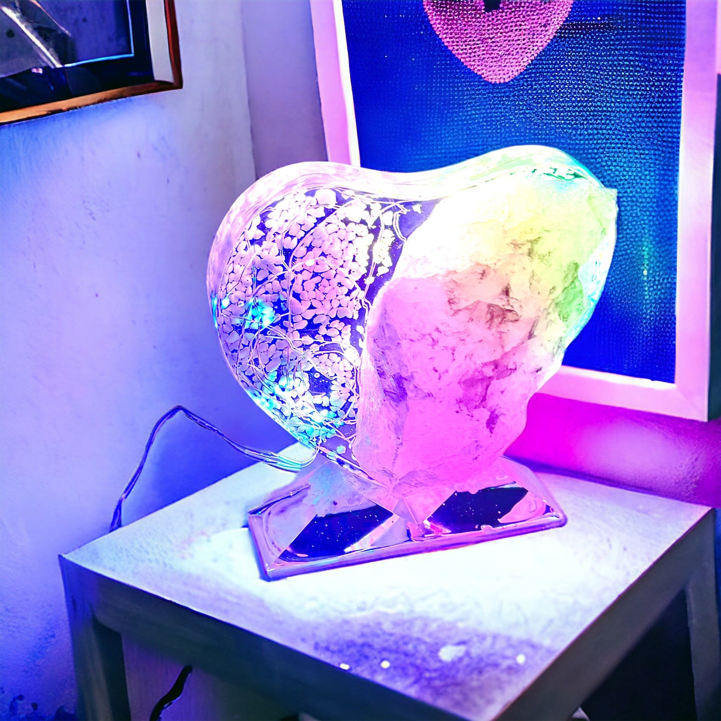 Lampa Rosequartz energy epoxy art